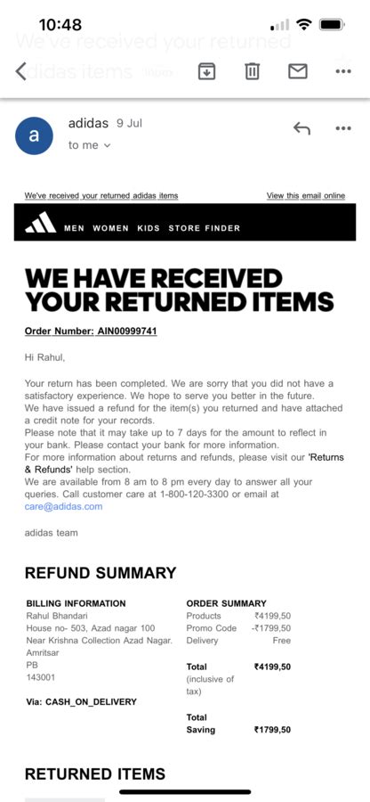 Adidas shoe raffle refund